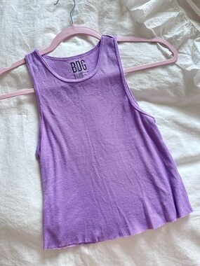BDG Lilac Ribbed Cropped Purple Crewneck Tank Top